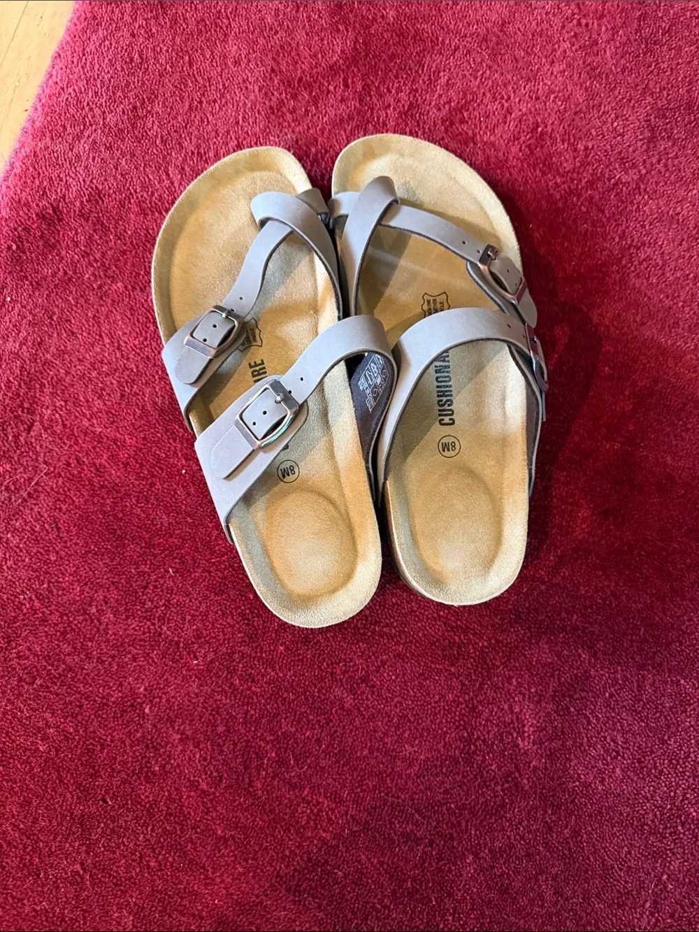 Cushionaire Birkenstock Type Women's Taupe Double-Buckle Comfort Sandals